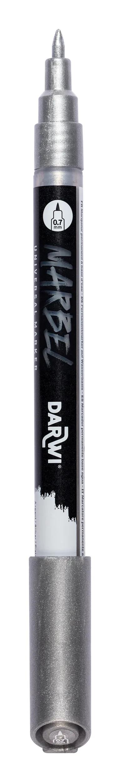 MARBEL Universal Point Marker Extra Fine 0.7mm - Silver 080 (Pack x6)