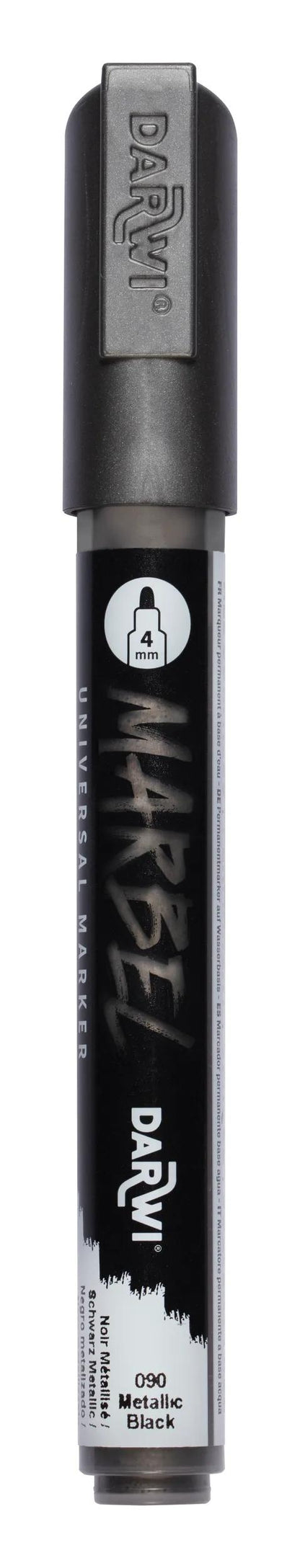 MARBEL Universal Point Round Marker Medium 4mm - Metallic nero (Pacchetto x6)
