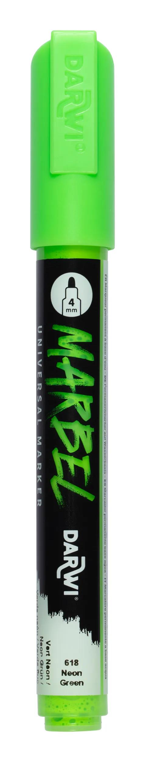 MARBEL Universal Point Round Marker Medium 4mm - Neon Green 618 (Pack x6)