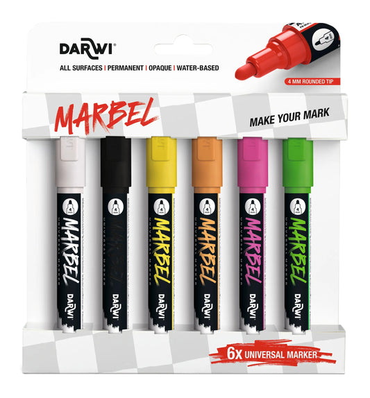 MARBEL Set of 6 Universal Pointe Ronde Medium 4mm Markers, Fluo Set - Fluo Set