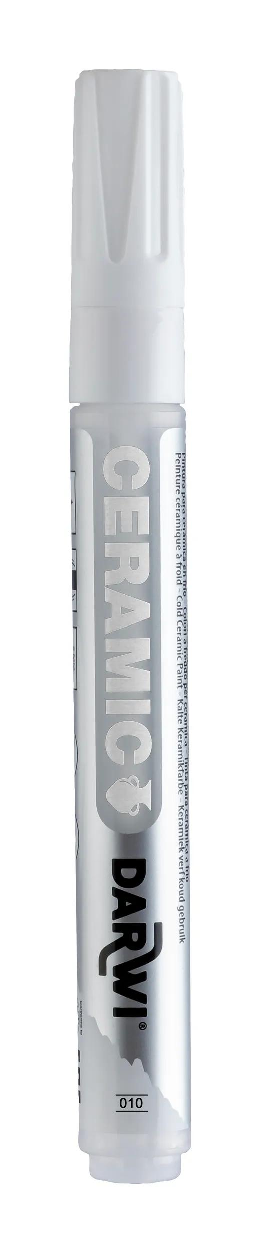 DARWI Marker pittura su ceramica fredda Fine Conical Point 2mm - Bianco (Pacchetto x6)