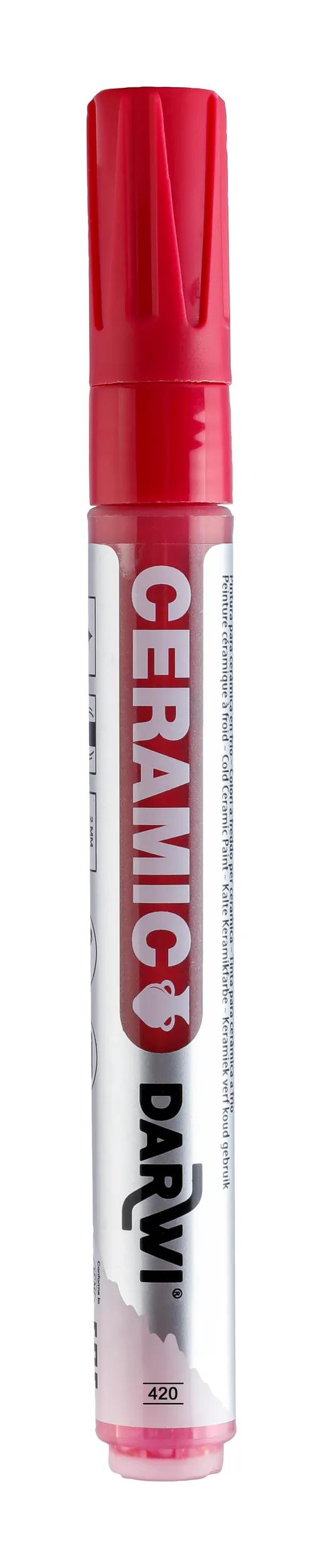 DARWI Marker Painting on Cold Ceramic Fine Conical Point 2mm - Carmin 420 (Pack x6)