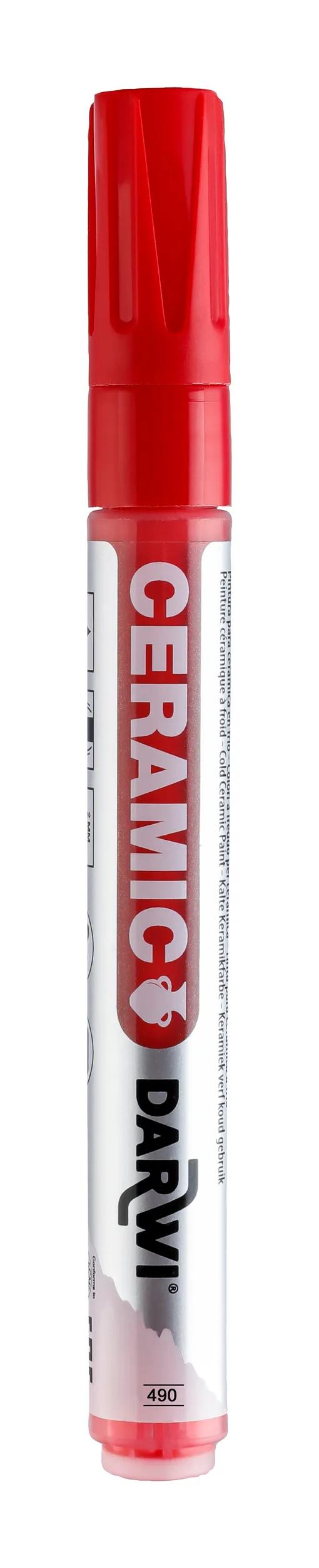 DARWI Marker Painting on Cold Ceramic Fine Conical Point 2mm - vermillon 490 (Pack x6)