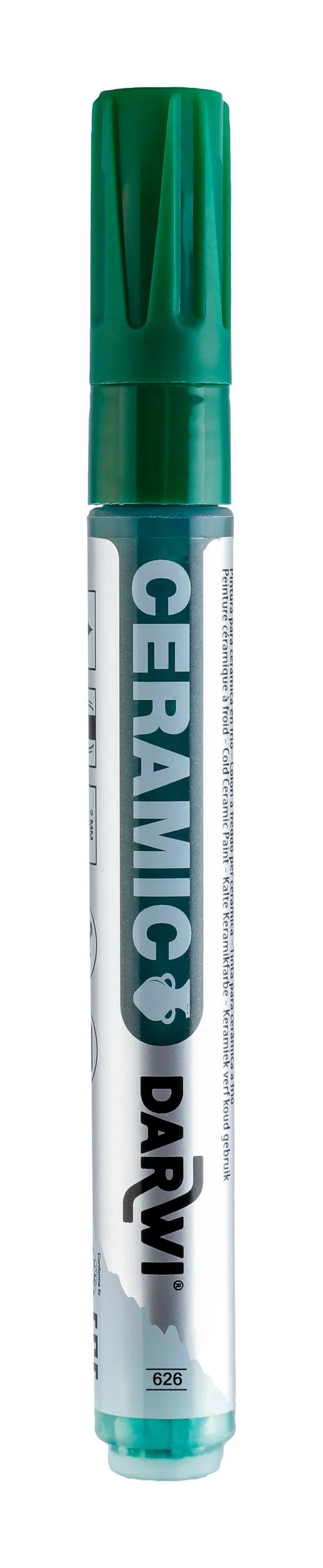 DARWI Marker Paint on Cold Ceramic Fine Conical Point 2mm - Green fir 626 (Pack x6)