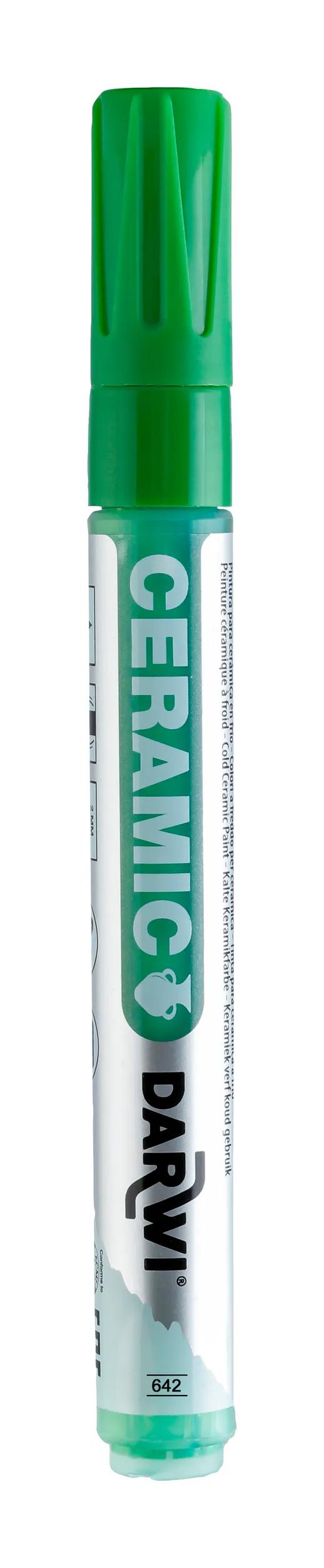 DARWI Marqueur Peinture sur Céramique à Froid Pointe Conique Fine 2mm - Vert bouteille (Lot x6)