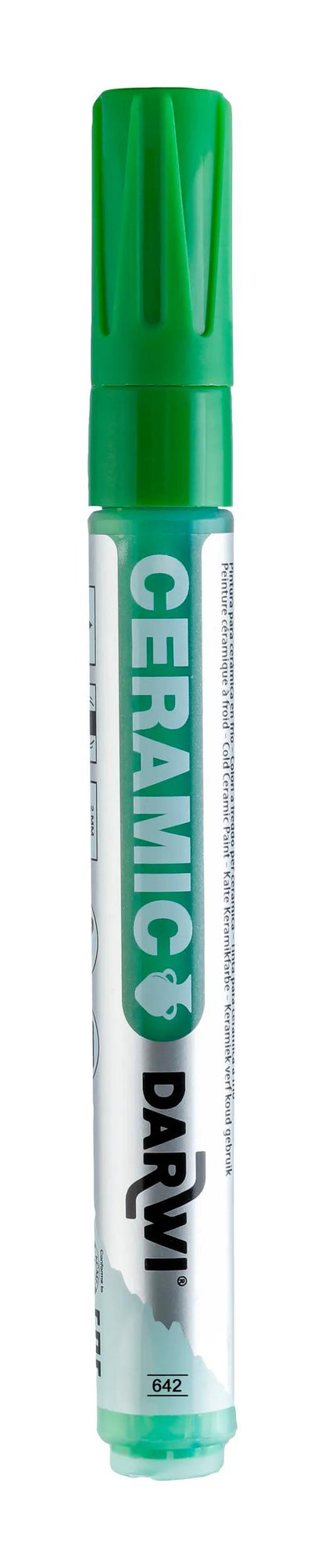 DARWI Marqueur Peinture sur Céramique à Froid Pointe Conique Fine 2mm - Vert bouteille (Lot x6)