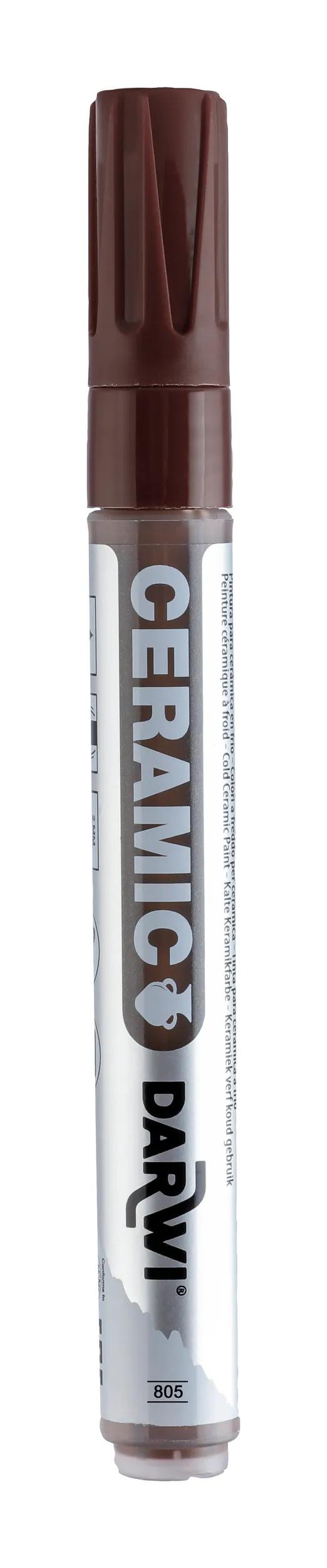 DARWI Marker pittura su ceramica fredda Fine Conical Point 2mm - Dark Brown (Pacchetto x6)