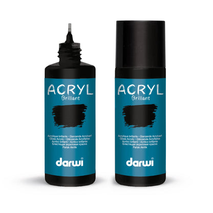 Darwi 80 ml Flush Universal Acrylfarbenflasche - Schwarz (Paket x5)