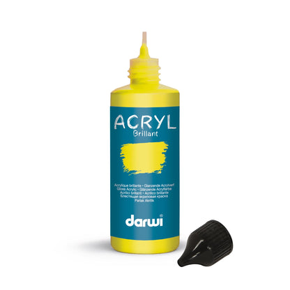 Darwi Flacon de 80 ml de Peinture Acrylique Universelle Brillante - jaune soleil (Lot x5)