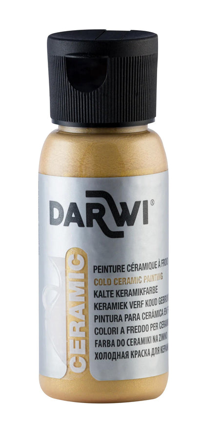 DARWI 50 ml paint bottle on Cold Ceramics - Gold 050 (Pack x4)