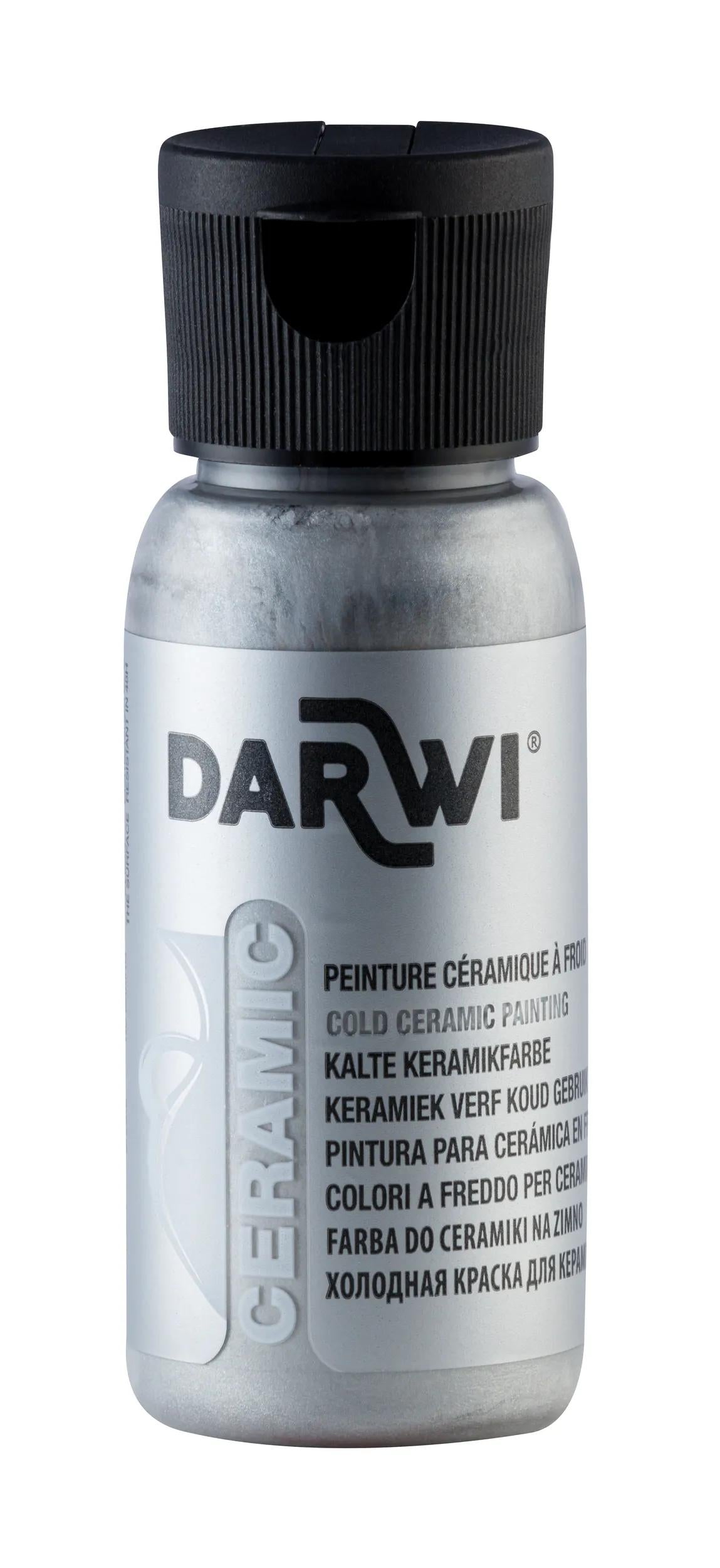 DARWI 50 ml di vernice bottiglia su ceramica fredda - Argento (Pacchetto x4)