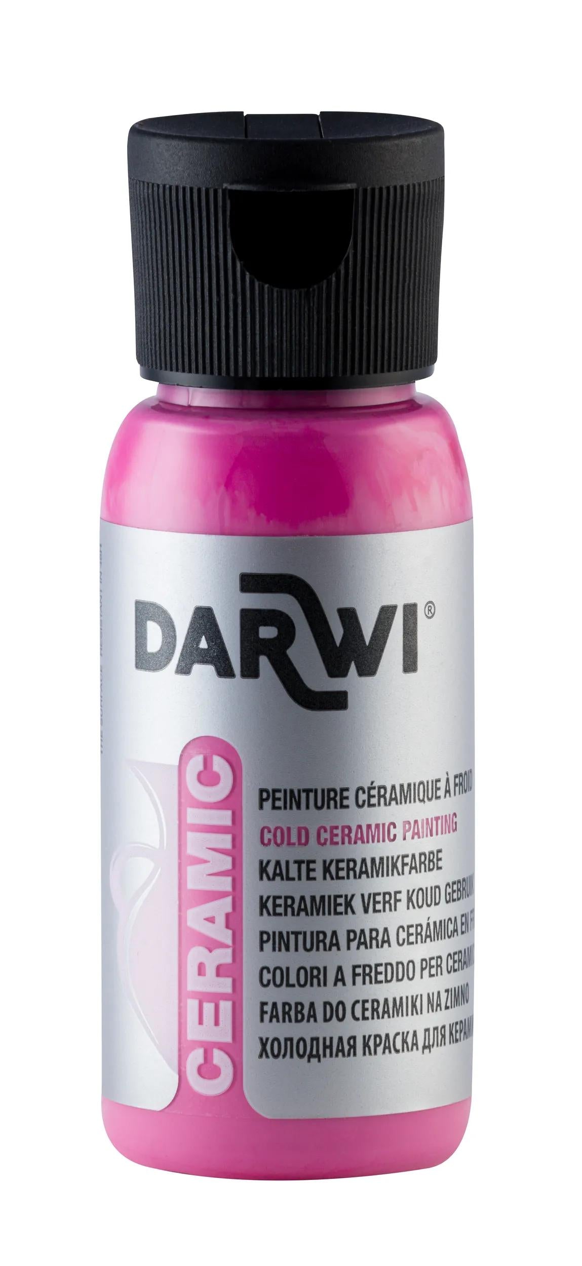 DARWI 50 ml di vernice bottiglia su ceramica fredda - rosa (Pacchetto x4)