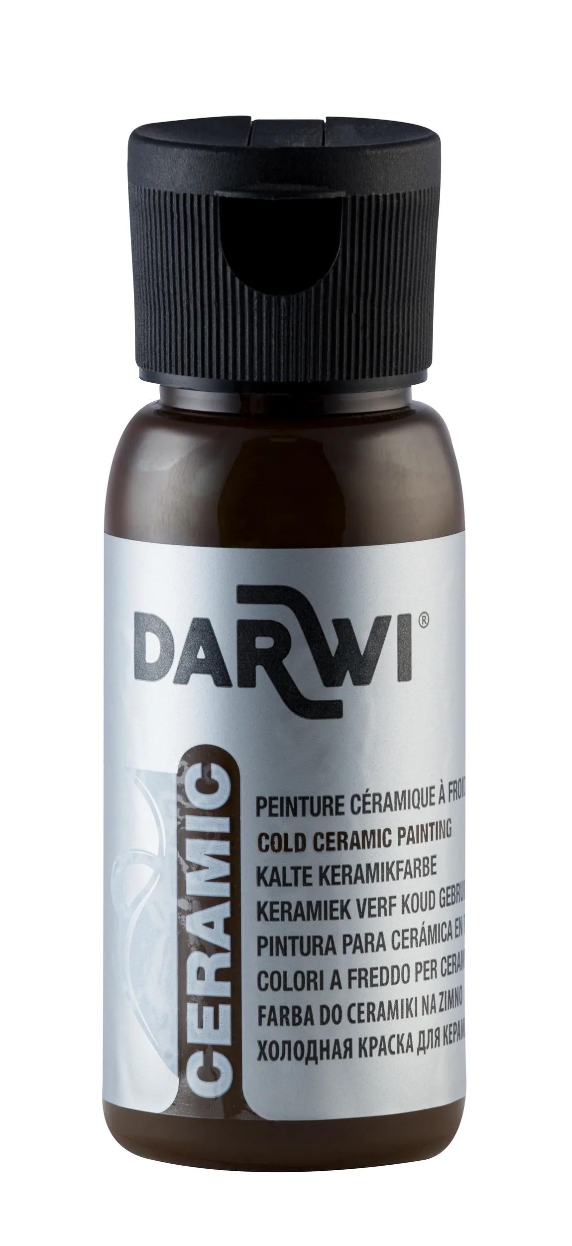 DARWI Flacon de 50 ml de Peinture sur Céramique à Froid - Marron foncé (Lot x4)