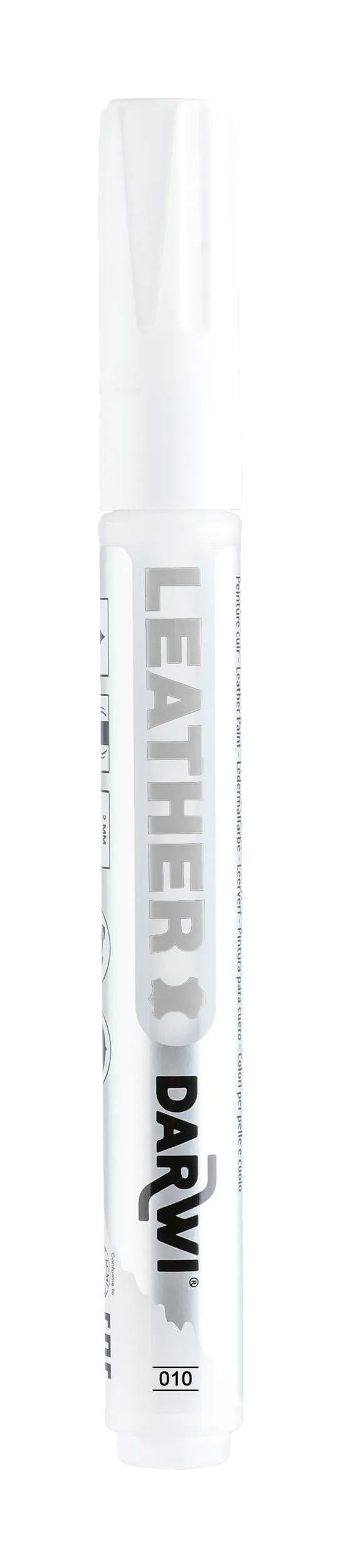 DARWI Marker Paint on Leather Pointe Conique Fine 2mm - White 010 (Pack x6)