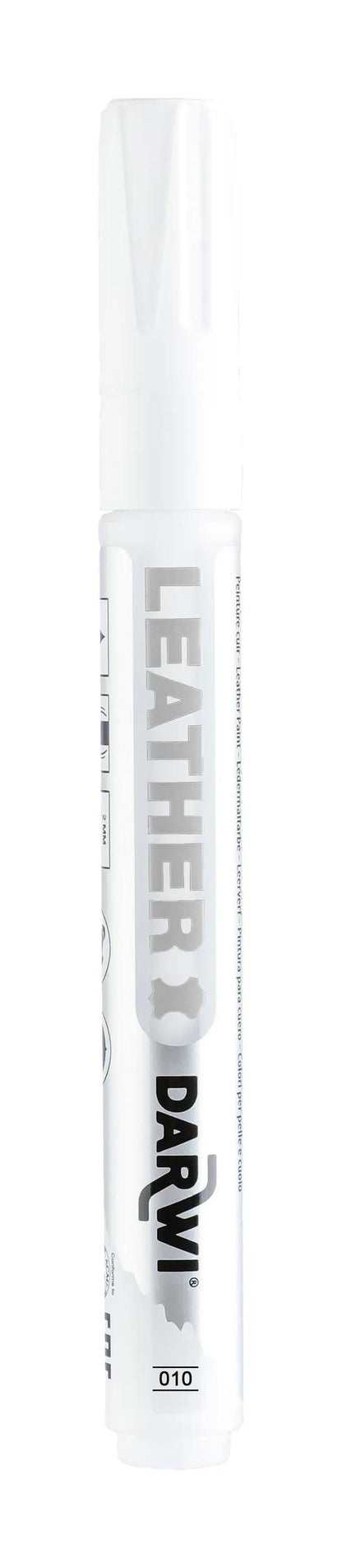 DARWI Marker Paint on Leather Pointe Conique Fine 2mm - White 010 (Pack x6)