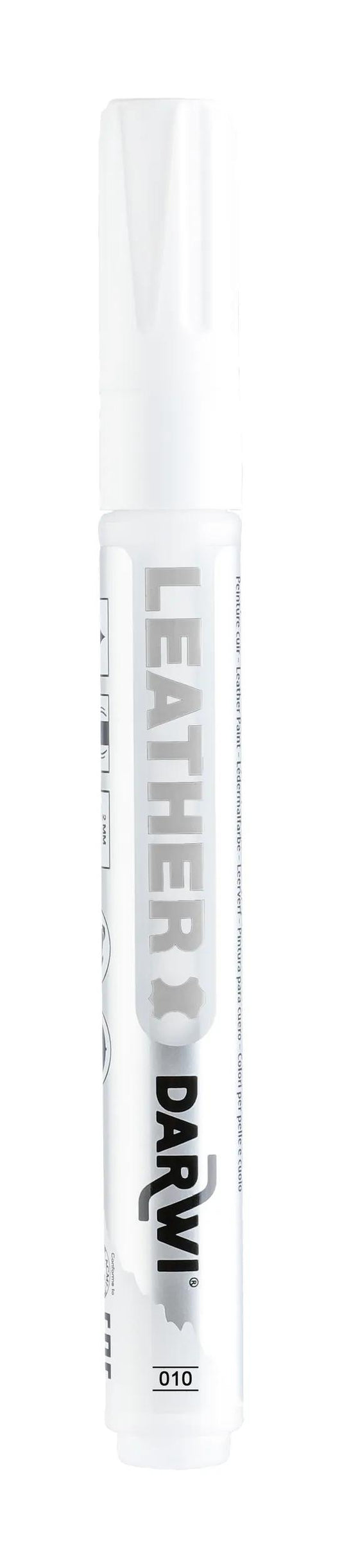 DARWI Marker Paint on Leather Pointe Conique Fine 2mm - White 010 (Pack x6)