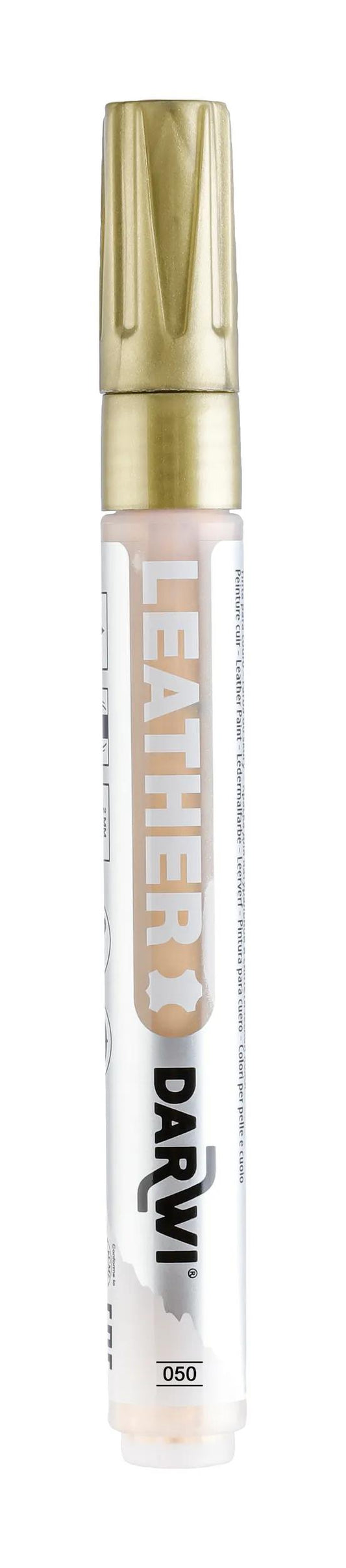 DARWI Marker Paint on Leather Fine Conical Point 2mm - Gold 050 (Pack x6)