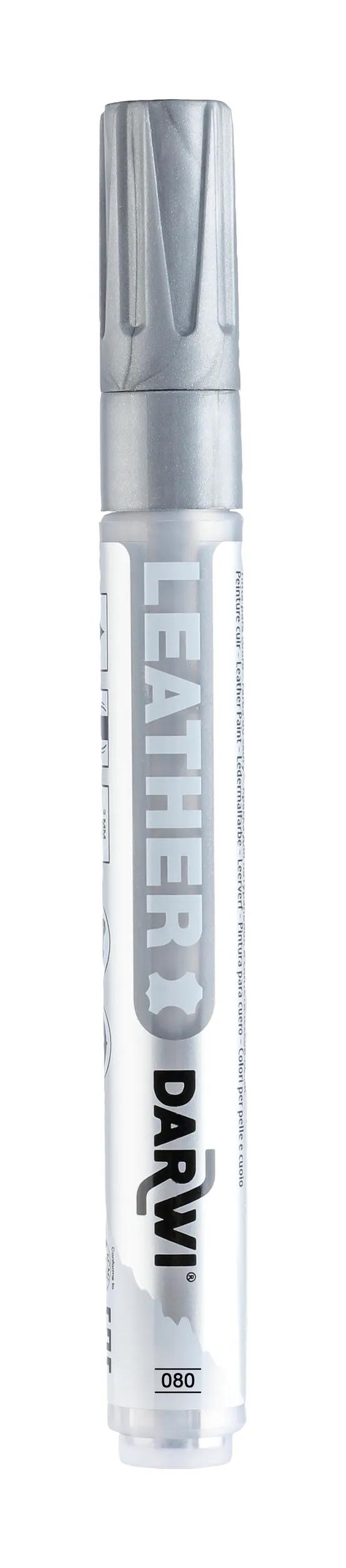 DARWI Marker vernice su cuoio fine punto conico 2mm - argento (Pacchetto x6)