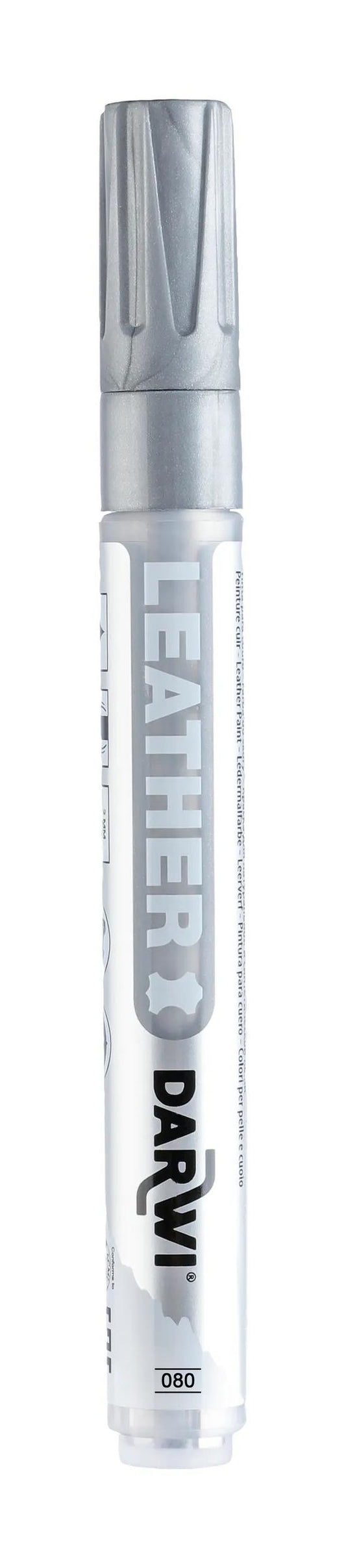 DARWI Marker Paint on Leather Fine Conical Point 2mm - Silver 080 (Pack x6)