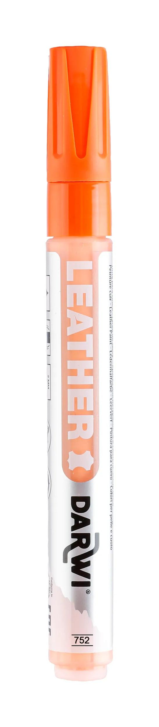 DARWI Marker Paint on Leather Pointe Conique Fine 2mm - Orange 752 (Pack x6)