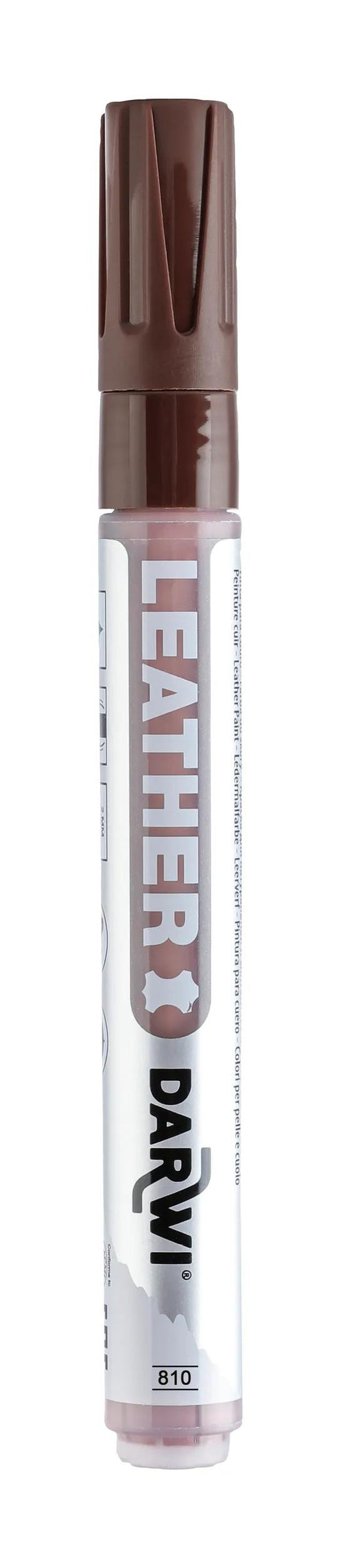 DARWI Marker Paint on Leather Pointe Conique Fine 2mm - Cocoa 810 (Pack x6)