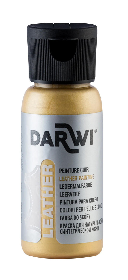 DARWI 50 ml Paint Bottle on Leather - Gold 050 (Pack x4)