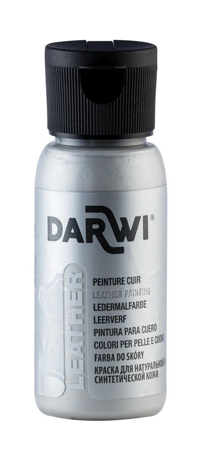 DARWI 50 ml Lackflasche auf Leder - Silber (Paket x4)