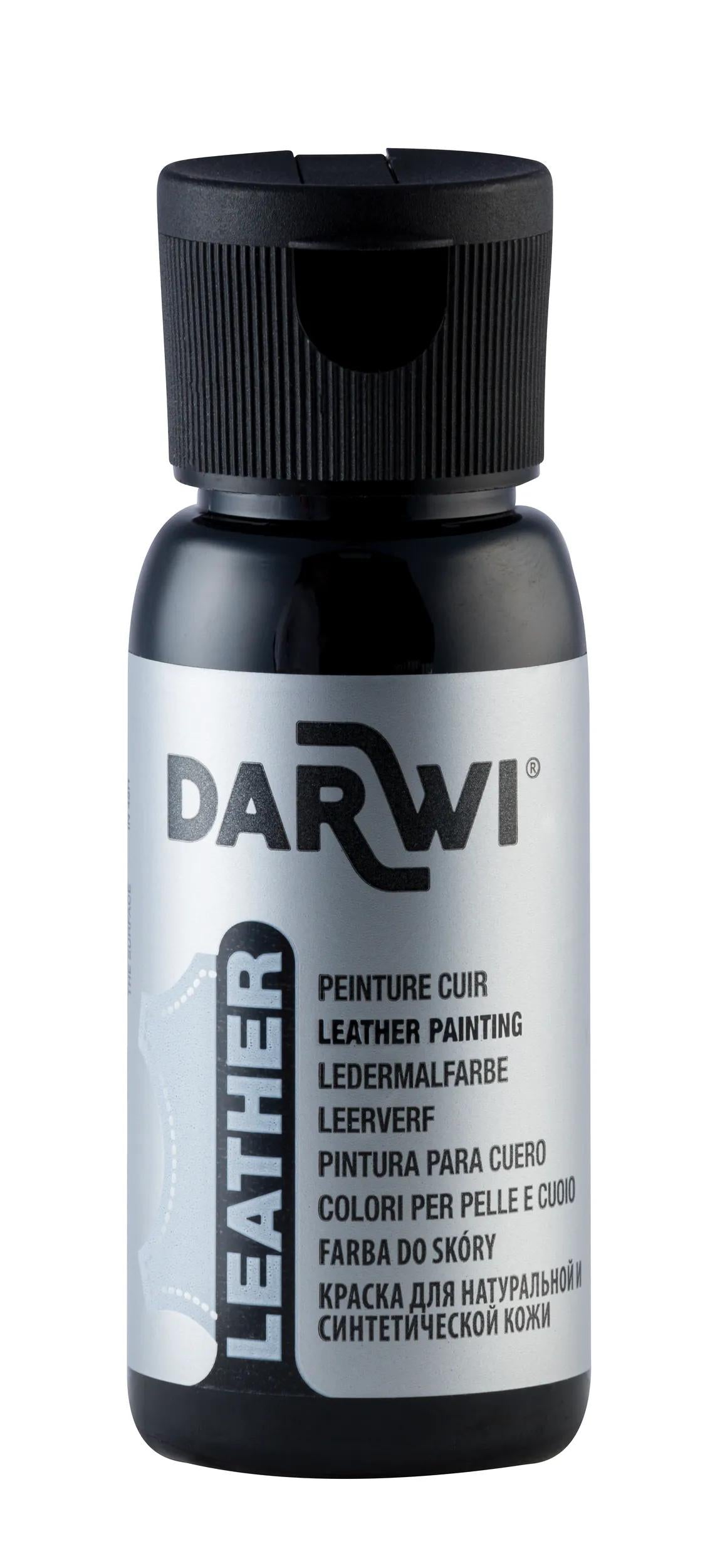 DARWI 50 ml Lackflasche auf Leder - Schwarz (Paket x4)