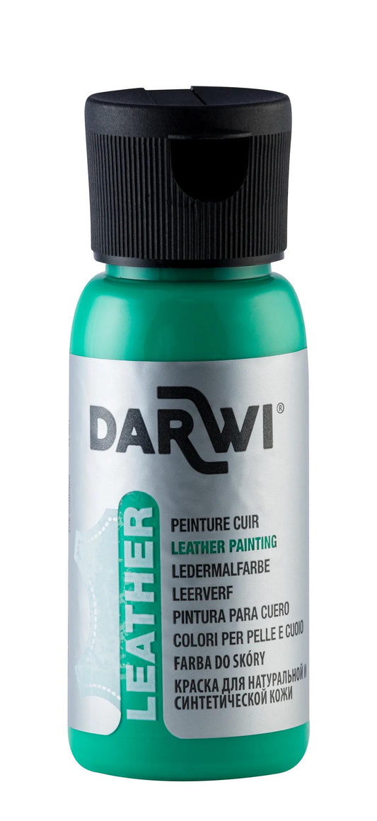 DARWI 50 ml Paint Bottle on Leather - Fir Green 626 (Pack x4)
