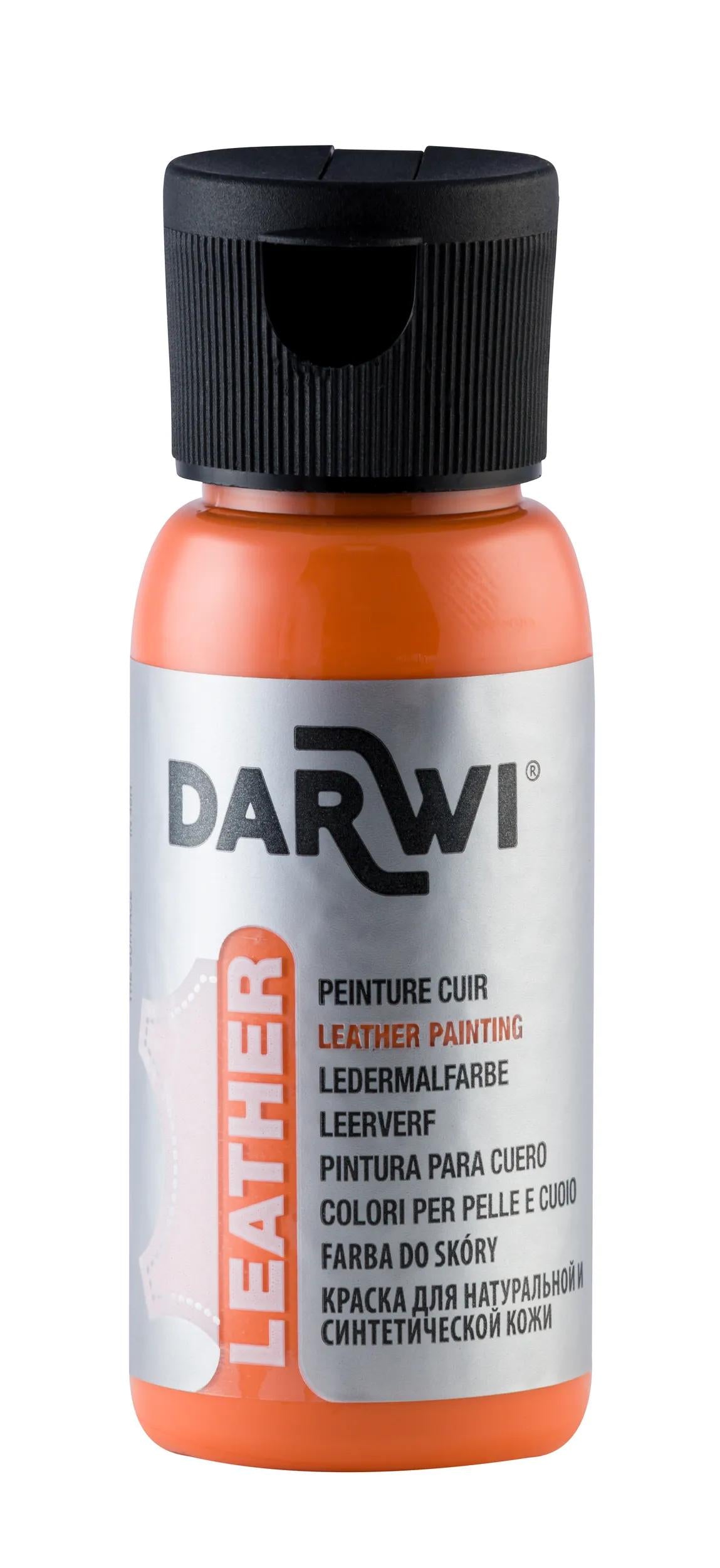 DARWI 50 ml Bottiglia di vernice su pelle - Arancione (Pacchetto x4)