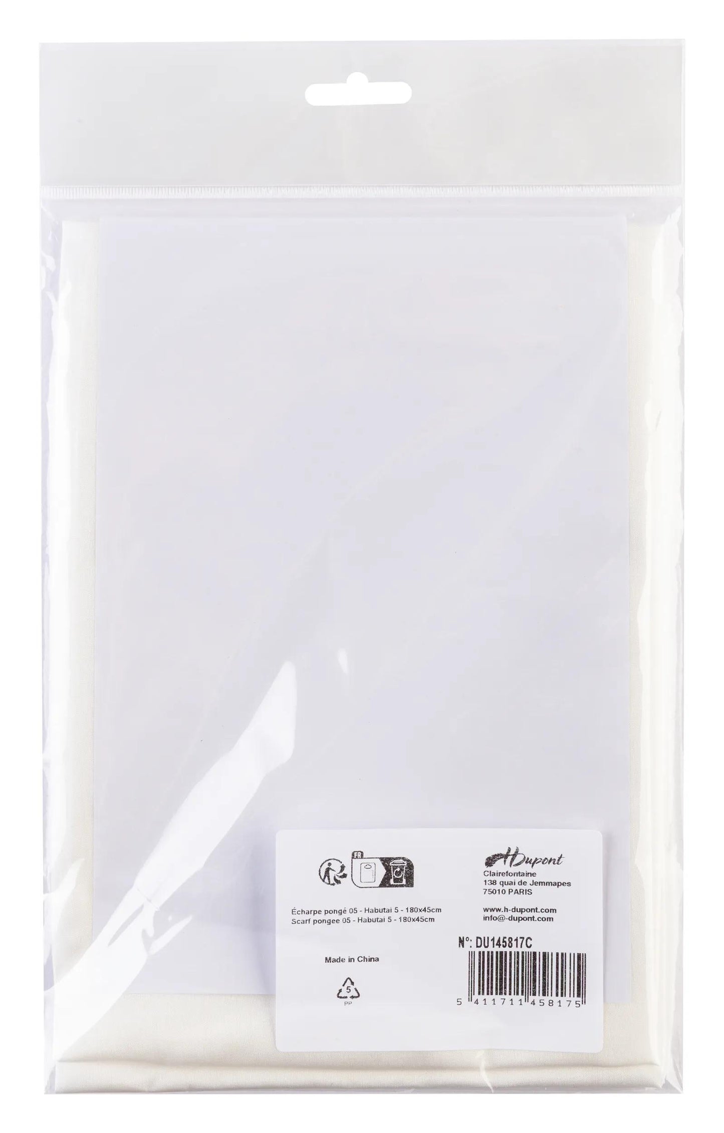 Pongé scarf 5 - Habutai 5 - 180x45cm - White (Pack x3)