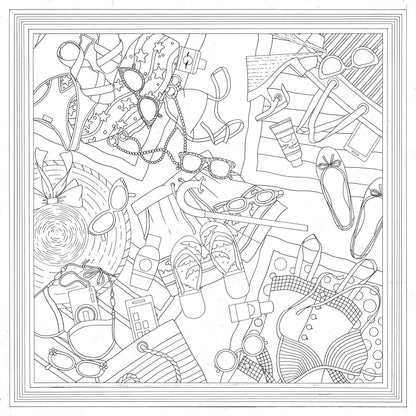 Quadrato 100% seta - 90x90cm La spiaggia - Bianco (Pacchetto x3)
