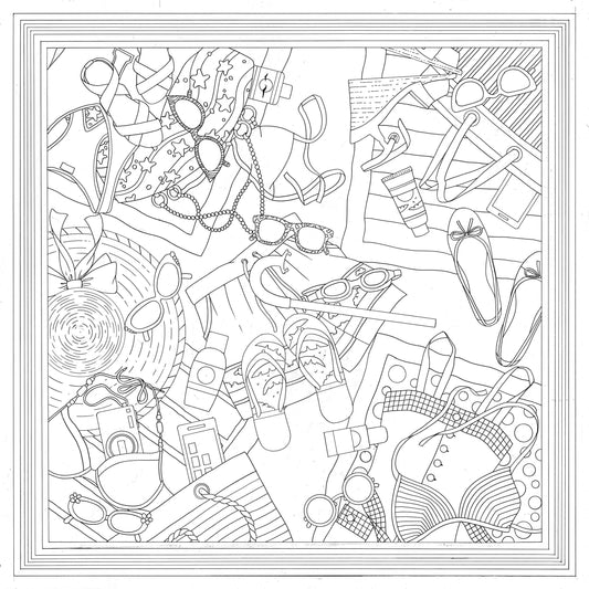 Square 100% silk - 90x90cm The beach - White (Pack x3)