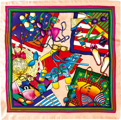Quadrato 100% seta - 90x90cm La spiaggia - Bianco (Pacchetto x3)
