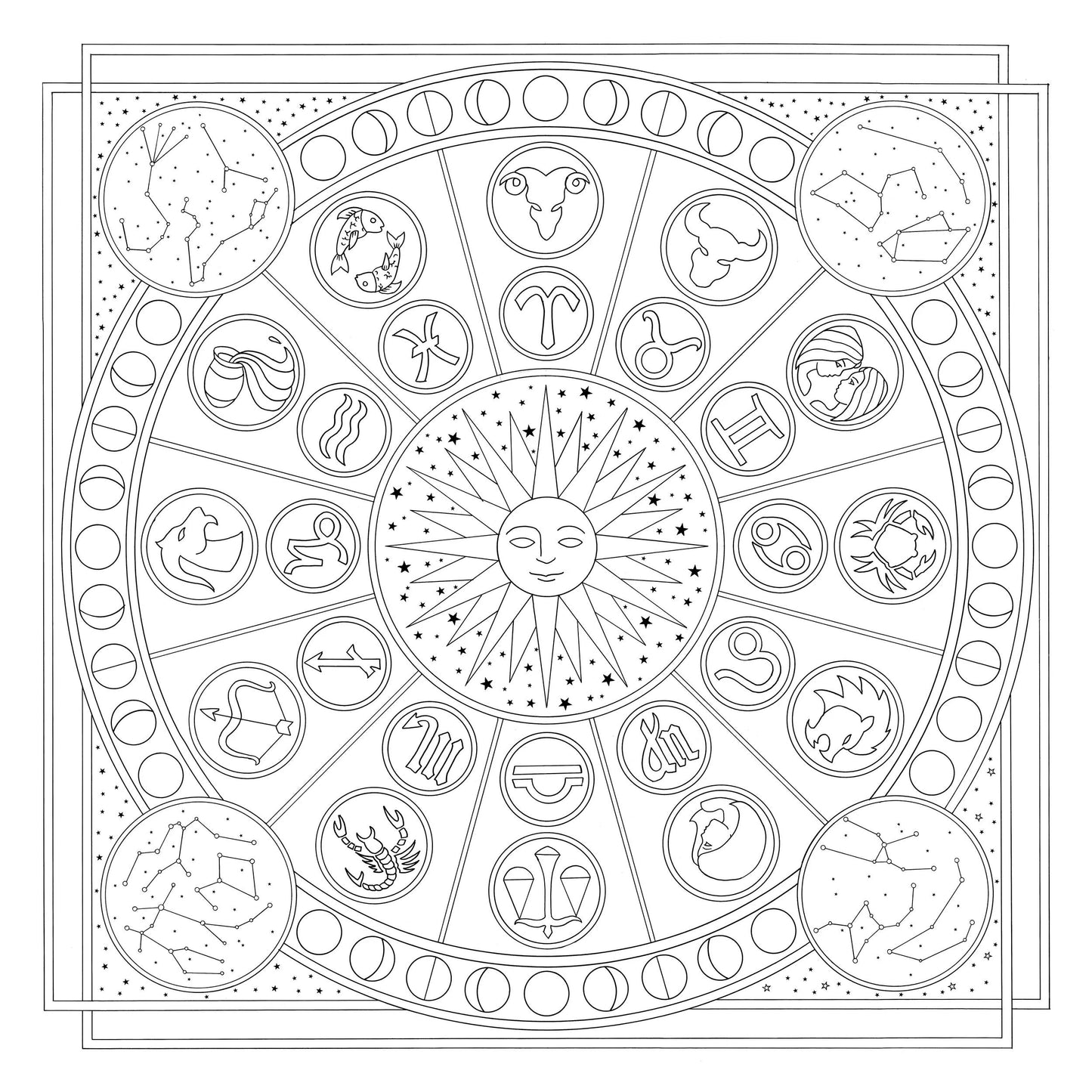 Square 100% silk - 90x90cm Zodiac - White (Pack x3)