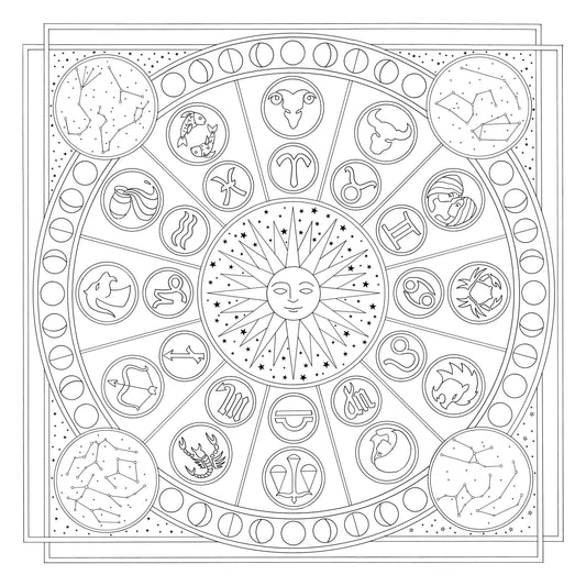 Square 100% silk - 90x90cm Zodiac - White (Pack x3)