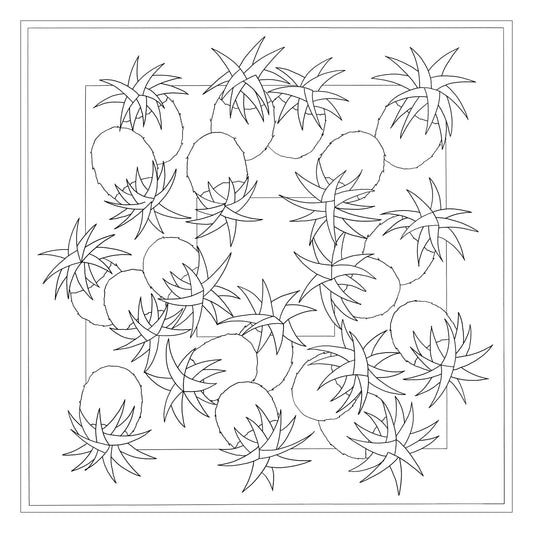 Square 100% silk - 90x90cm Pineapple - White (Pack x3)