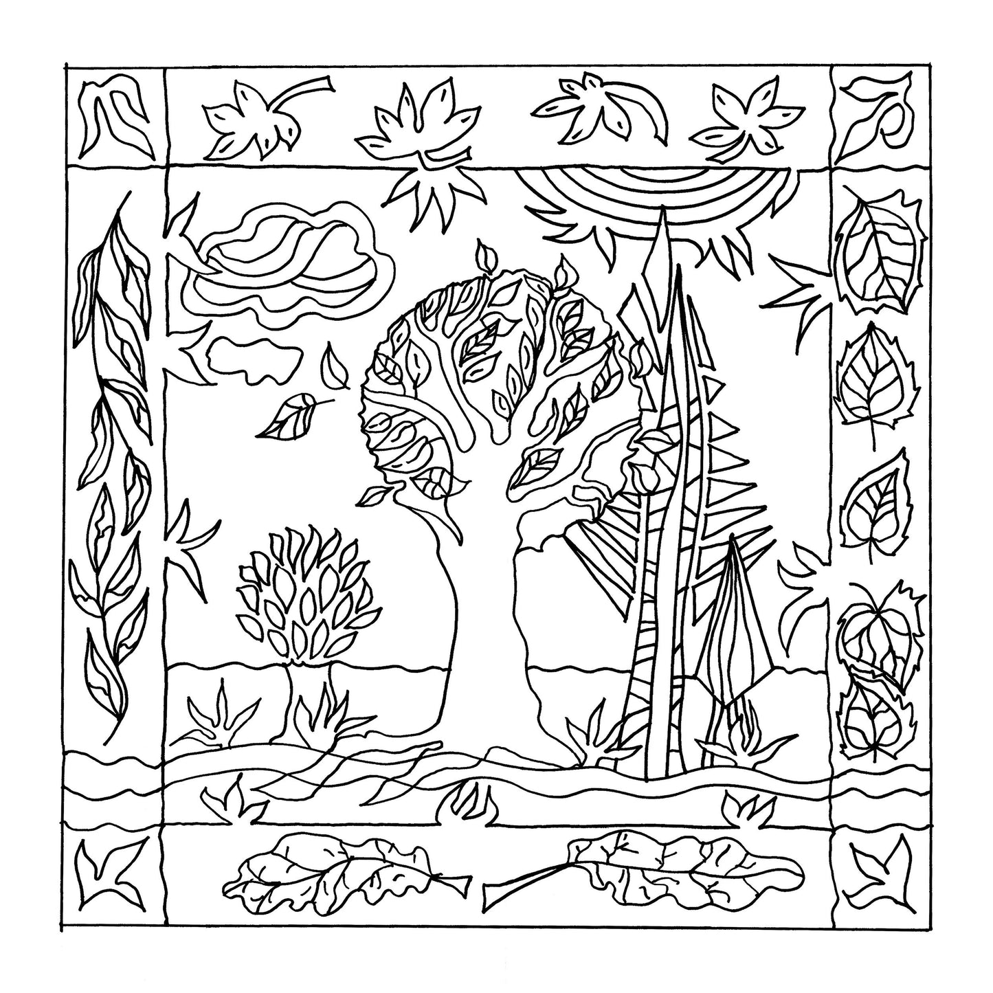 100% silk cushion - 40x40cm Trees - White (Pack x3)