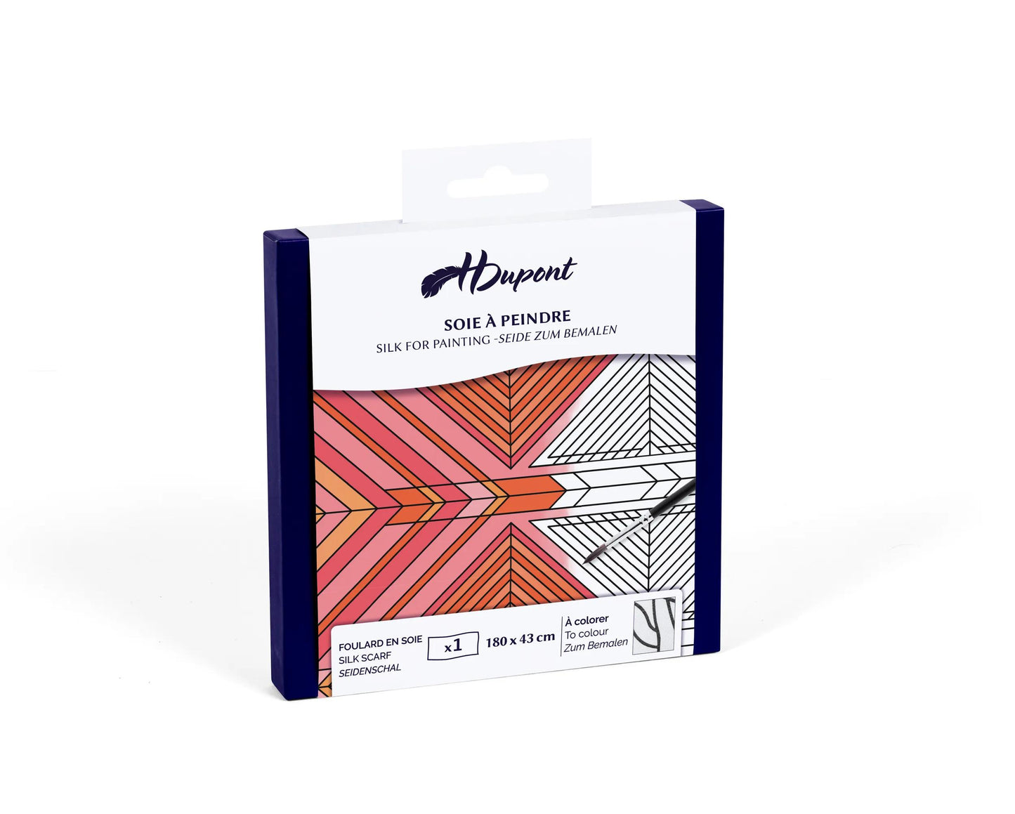 100% silk scarf - 180x43cm Triangles - White - New (Pack x3)