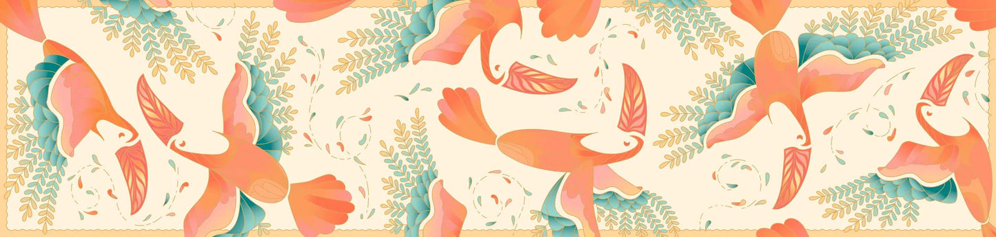 Scarf 100% silk - 180x43cm Flight - White - New (Pack x3)