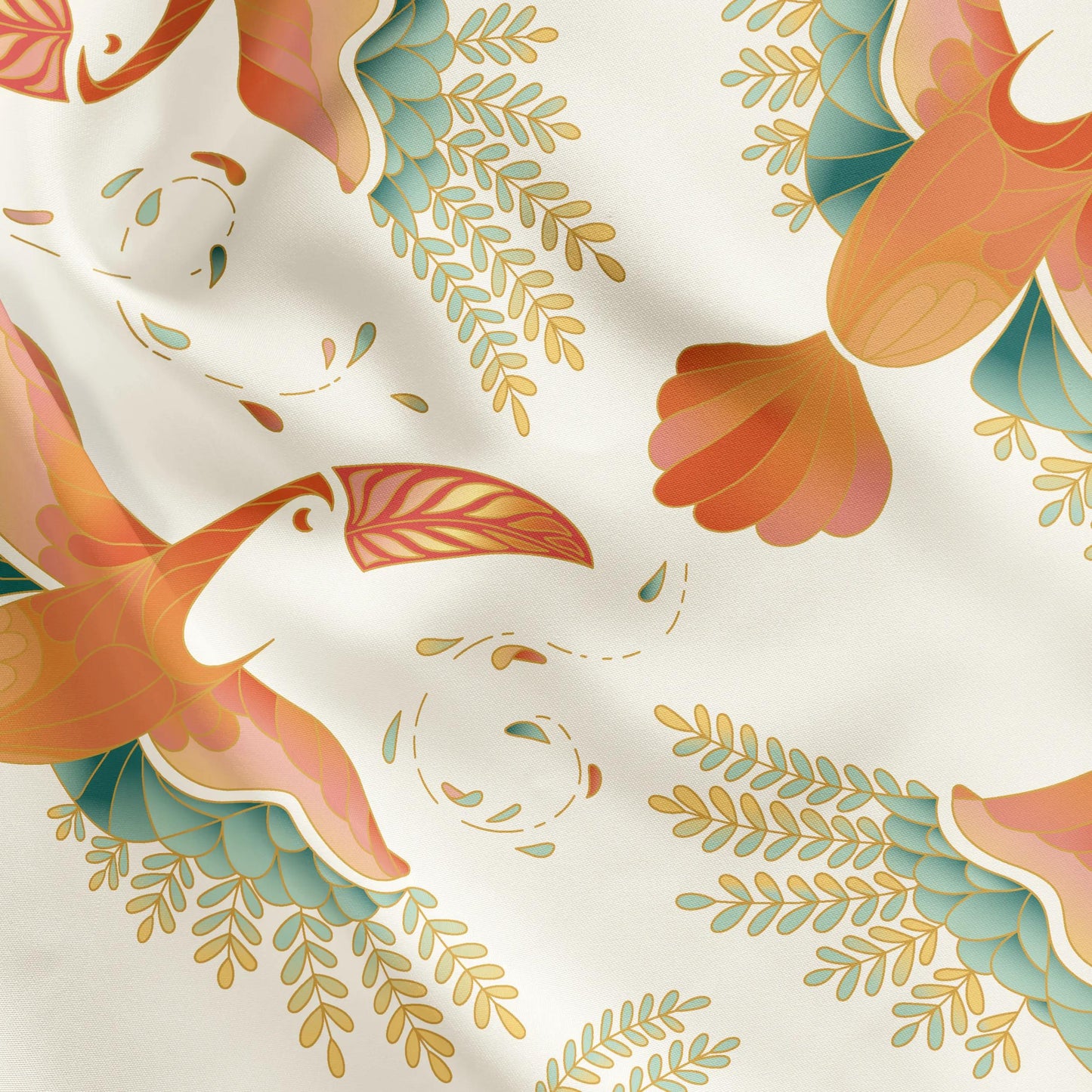 Scarf 100% silk - 180x43cm Flight - White - New (Pack x3)