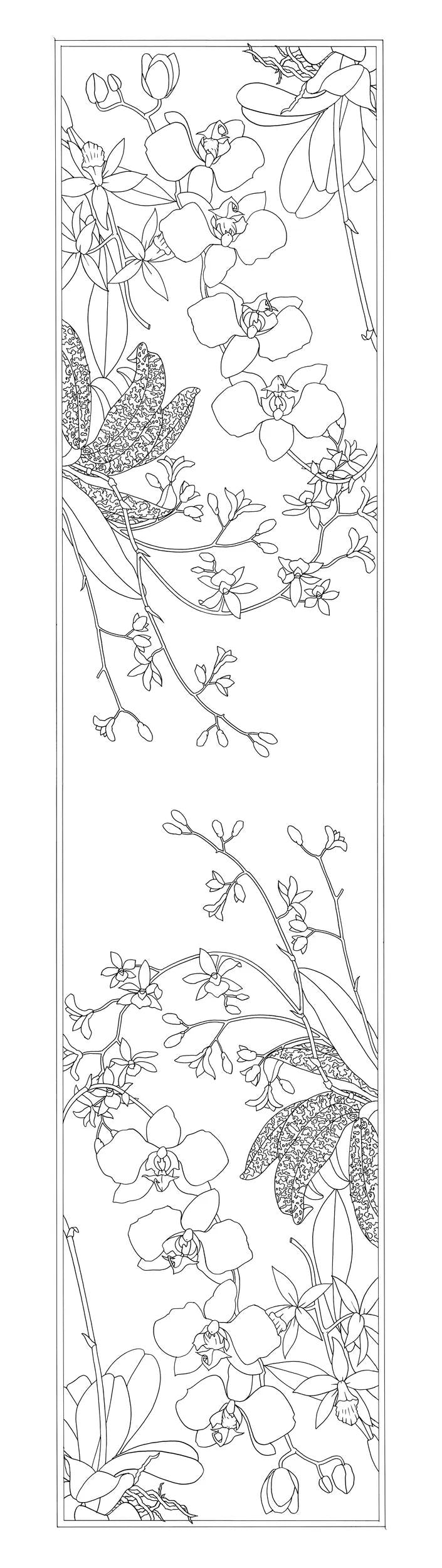 Scarf 100% silk - 180x43cm Orchidee - White (Pack x3)