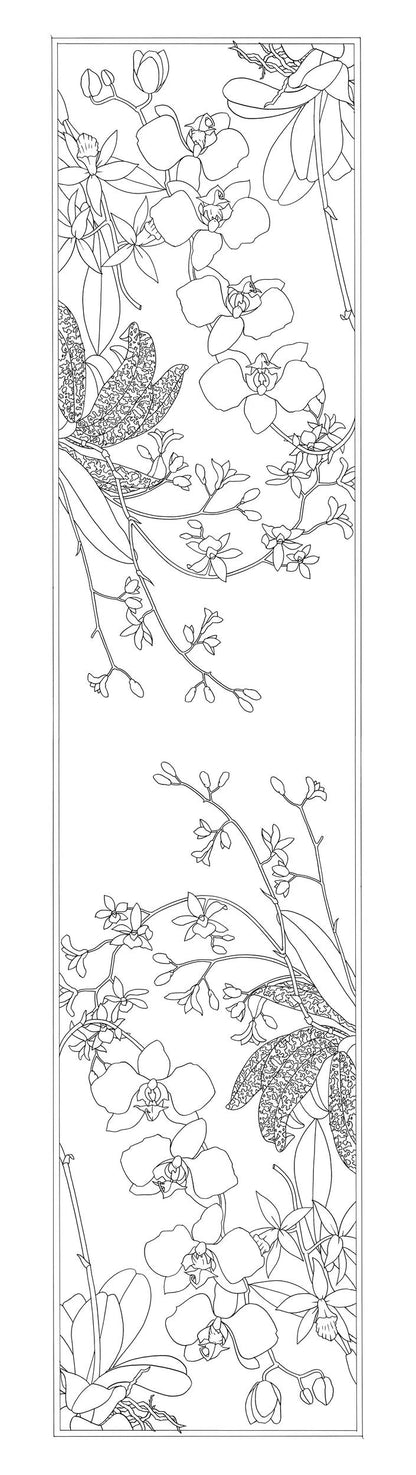 Echarpe 100% soie - 180x43cm Orchidee - Blanc (Lot x3)