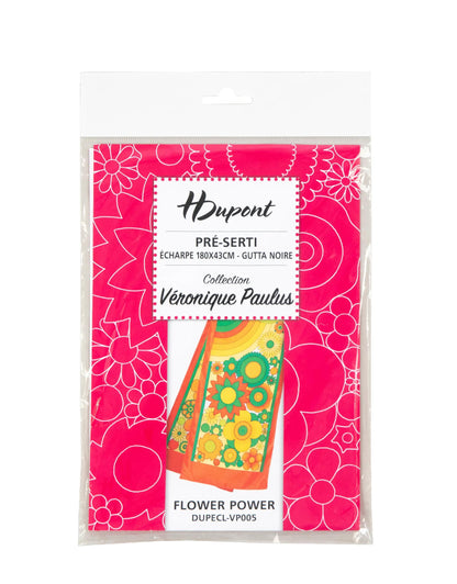 Scarf 100% silk - 180x43cm Flowerpower - White (Pack x3)