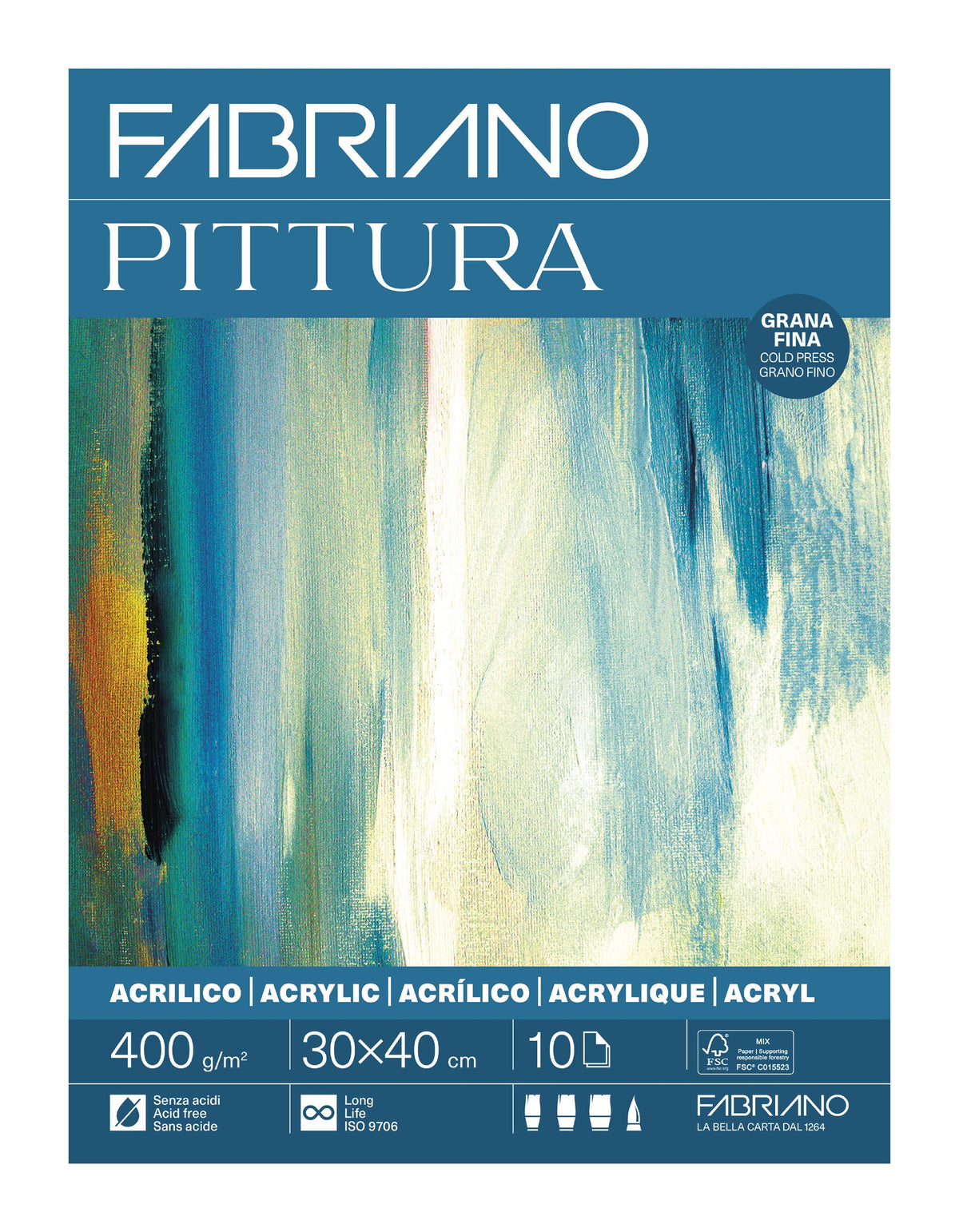 Fabriano Pittura Block - 30 X 40 cm - 400g - 10 Blatt (Paket x6)