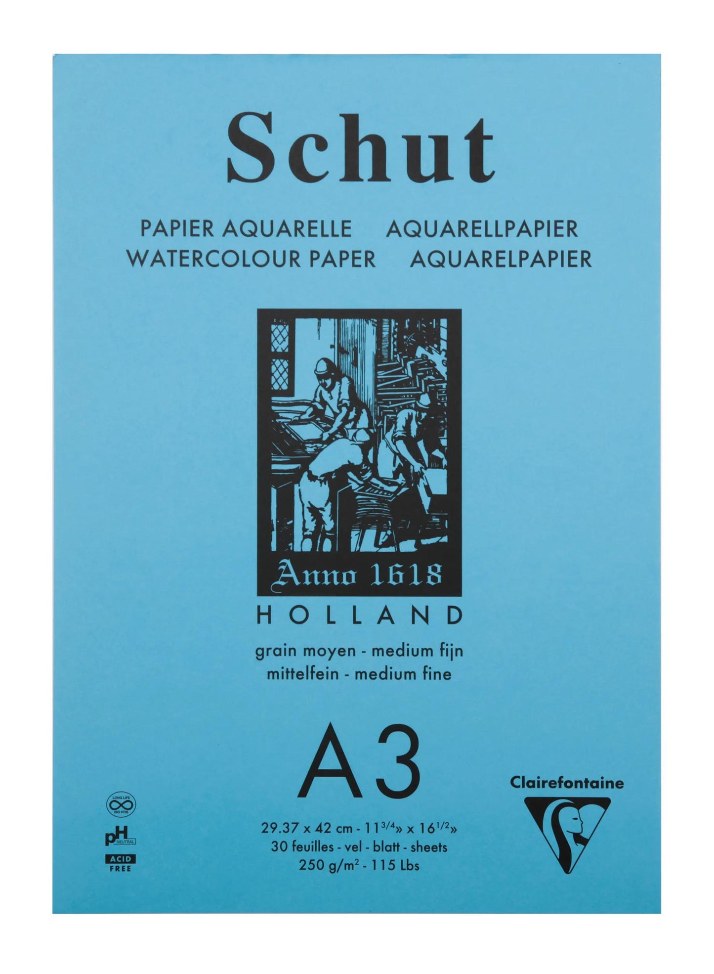 Petit Grain Aquarelle bloc collé 30F A3 250g (Lot x2)