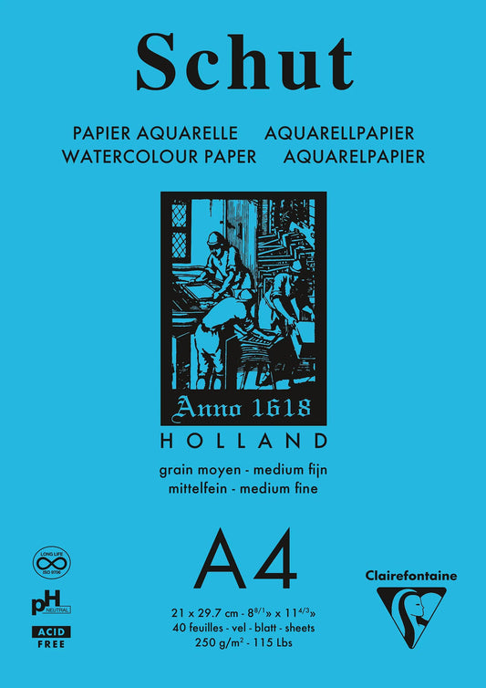 Small Grain Aquarelle block glued 40F A4 250g (Pack x5)