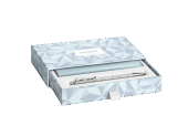 Set Kugelschreiber Ecridor™ Alpine Frost & Etui aus Polarblauem Leder