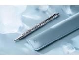 Set Kugelschreiber Ecridor™ Alpine Frost & Etui aus Polarblauem Leder