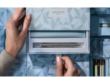 Set Kugelschreiber Ecridor™ Alpine Frost & Etui aus Polarblauem Leder